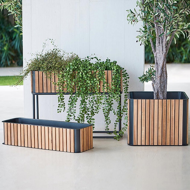 wooden plant pots