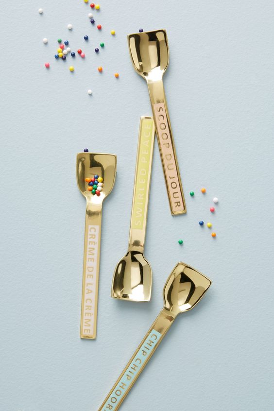 golden ice cream spoons