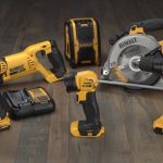 close-up of dewalt cordless tools