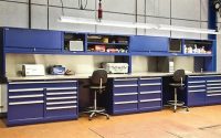 industrial tooling cabinets in a workshop