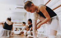 girl dancer getting ready